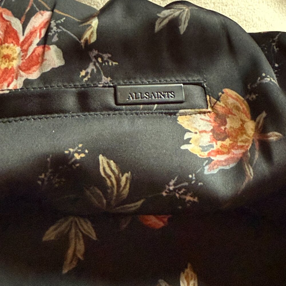 All Saints Black Floral Satin Trousers - Picture 7 of 11